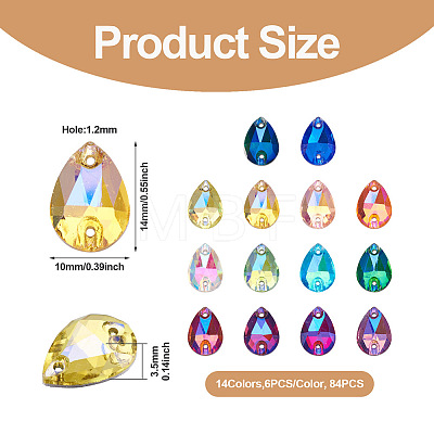  72pcs 12 colors Teardrop Shape Sew on Rhinestone GLAA-TA0001-45-1