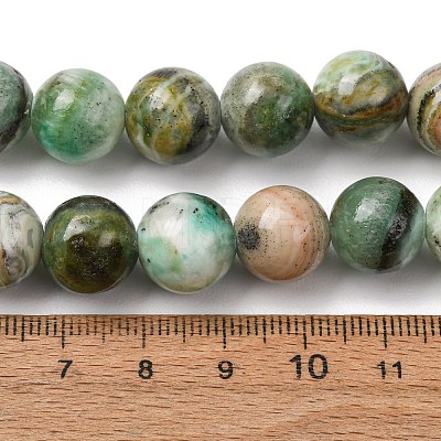 12MM Natural Green Line Jasper Round Beaded Necklaces GG-CBAA808-02P-D-1
