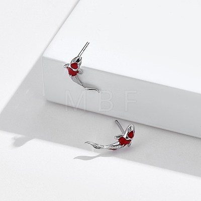 Rhodium Plated 925 Sterling Silver Stud Earrings STER-BB72115-1