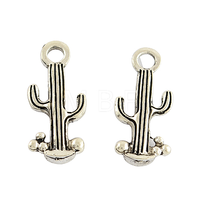 Tibetan Style Alloy Cactus Pendants TIBEP-3932-AS-FF-1