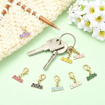 8Pcs Alloy Enamel Pendant Decorations HJEW-YW00354-1