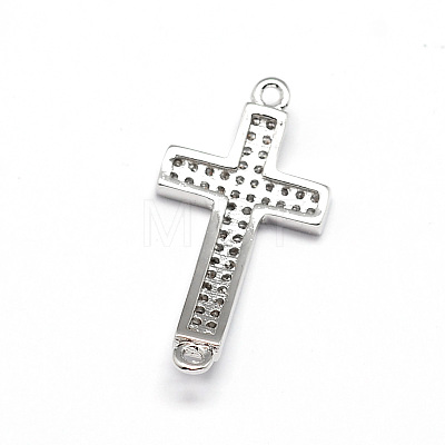 Curved Latin Sideways Cross Brass Micro Pave Cubic Zirconia Links ZIRC-E010-02P-1