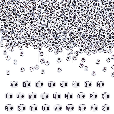1300Pcs 26 Styles White Opaque Acrylic Beads MACR-UN0001-12-1