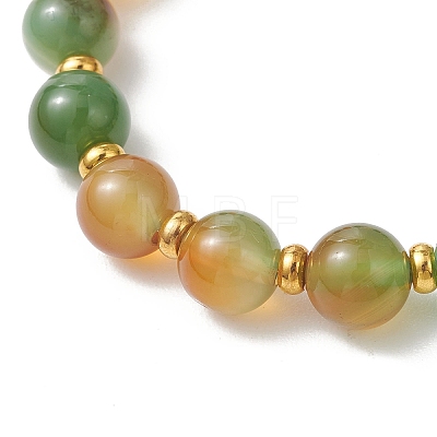 Dyed & Heated Natural Peacock Agate Round Beads Stretch Bracelets for Women Men BJEW-JB13444-1