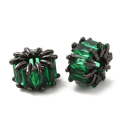 Rack Plating Black Brass Micro Pave Cubic Zirconia Beads KK-Q795-02B-B-1