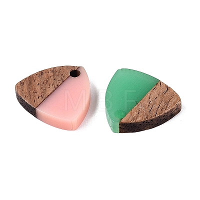 Opaque & Transparent Resin & Walnut Wood Pendants RESI-N053-33-1