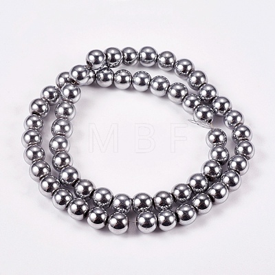 Electroplate Non-magnetic Synthetic Hematite Beads Strands G-J169A-8mm-02-1
