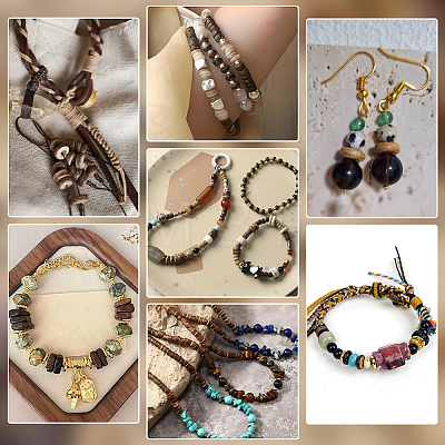 300Pcs 6 Styles Coconut Wood Bead WOOD-PH0003-97-1