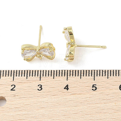 Bowknot Brass Stud Earrings Findings KK-L214-01G-1