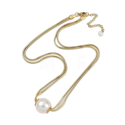 Ion Plating(IP) 304 Stainless Steel 2-Strand Snake Chain Necklaces NJEW-D080-07G-1