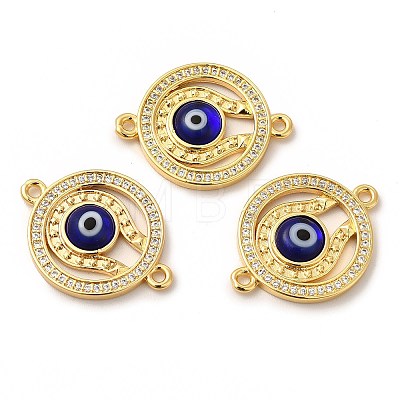 Rack Plating Real 18K Gold Plated Brass Micro Pave Clear Cubic Zirconia Connector Charms ZIRC-L102-03G-02-1