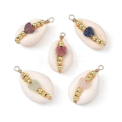 Natural Shell & Gemstone Pendants PALLOY-JF05916-02-1
