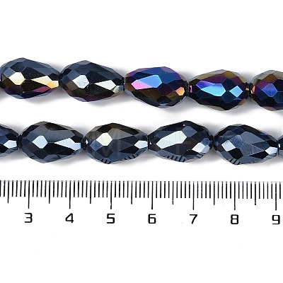 Opaque Solid Color Electroplate Glass Beads Strands EGLA-N013-P8mm-B01-1