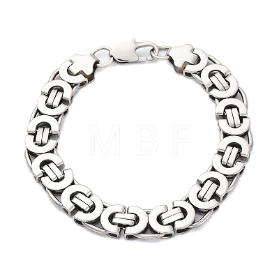 304 Stainless Steel Byzantine Chain Bracelets for Women Men BJEW-R018-22P-02-1