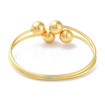 Round Balls Brass Bangles for Women BJEW-Z061-12G-1