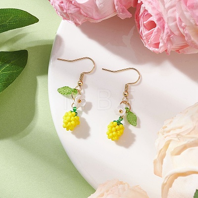 Handmade Glass Seed Beads Apple Dangle Earrings EJEW-MZ00575-03-1