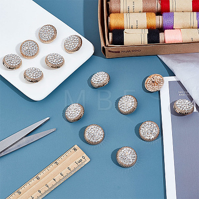 14Pcs 1-Hole Alloy Glass Shank Buttons BUTT-MA0001-16B-KCG-1