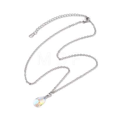 Electroplated Clear AB Glass Pendant Necklaces NJEW-JN05146-02-1