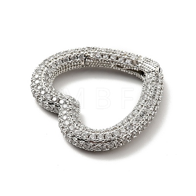 Brass Micro Pave Clear Cubic Zirconia Spring Gate Rings KK-G414-08P-1