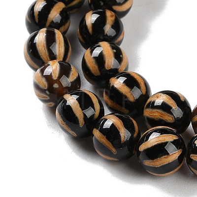Natural Tibetan Striped Pattern dZi Agate Beads Strands G-B084-A03-02-1