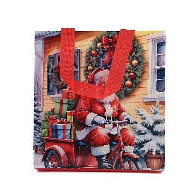 Rectangle Christmas No Woven Fabric Printed Tote Bags ABAG-P015-03A-1