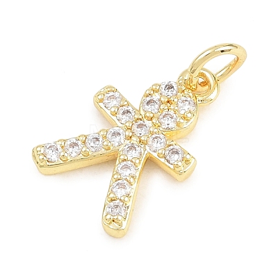 Brass Micro Pave Clear Cubic Zirconia Pendants KK-D258-40G-05-1