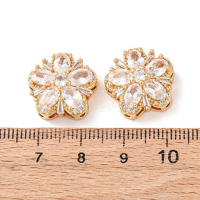 Brass Micro Pave Cubic Zirconia Beads KK-A284-19G-04-1