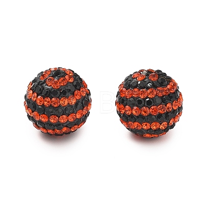 Halloween Theme Stripe Pattern Polymer Clay Rhinestone Beads CLAY-NH0001-01B-1