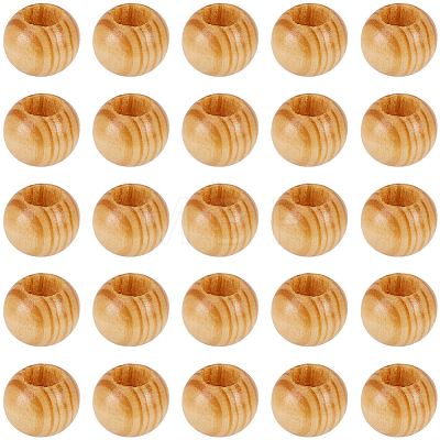 100Pcs Wood European Beads WOOD-PA0001-77-1