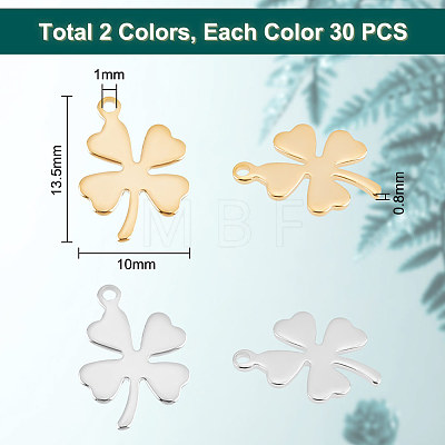 Unicraftale 60Pcs 2 Colors 201 & 304 Stainless Steel Pendants STAS-UN0051-72-1