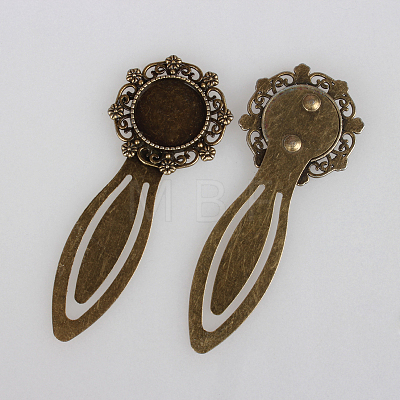 Antique Bronze Iron Bookmark Cabochon Settings X-PALLOY-N0084-03AB-NF-1