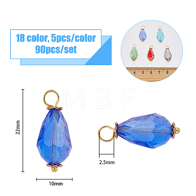 90Pcs 18 Colors Electroplate Glass Pendants PALLOY-AB00137-1