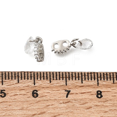 Brass 2-Loop Oval Spacer Bars with Clear Teardrop Cubic Zirconia Tassel KK-Z156-07P-1