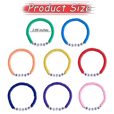 8Pcs 8 Colors Polymer Clay Heishi Surfer Stretch Bracelets Set BJEW-SW00084-1