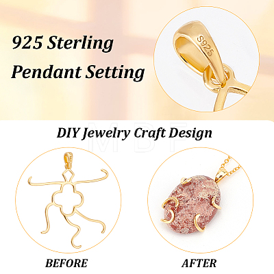 2 Colors 925 Sterling Silver Pendant Irregular Cabochon Settings STER-PH0002-02B-1