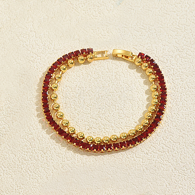 Elegant Brass Micro Pave Cubic Zirconia Tennis Bracelets DE3220-4-1