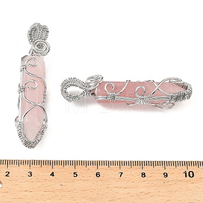 Natural Rose Quartz Pendants G-K338-28P-01-1