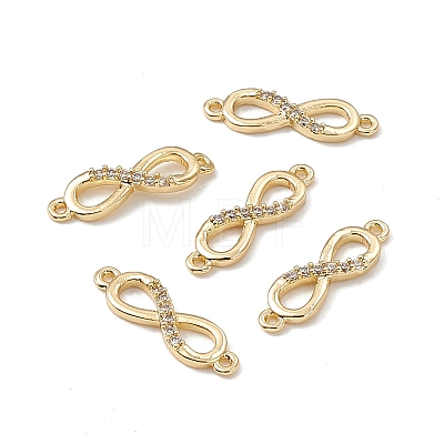 Brass Micro Pave Clear Cubic Zirconia Connector Charms KK-E068-VB388-1