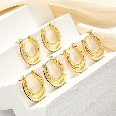 Two-layer Oval Brass Enamel Hoop Earrings EJEW-S252-03D-G-1