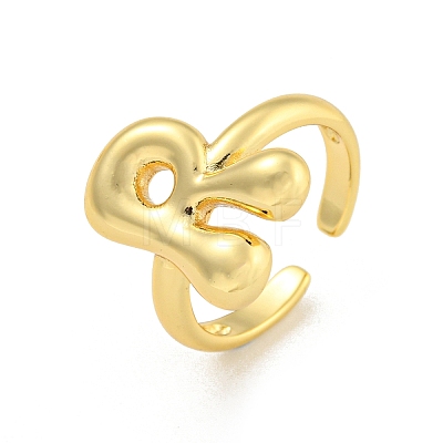 Brass Letter Open Cuff Rings for Women RJEW-G313-01R-G-1