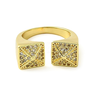 Brass Micro Pave Cubic Zirconia Open Cuff Rings RJEW-K256-12G-1