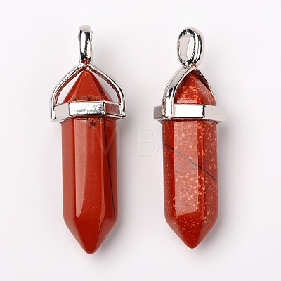 Natural Red Jasper Double Terminated Pointed Pendants X-G-F295-04D-1