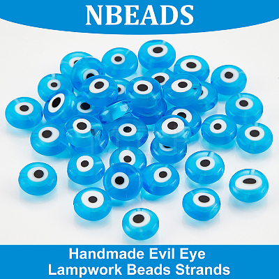  Handmade Evil Eye Lampwork Beads Strands LAMP-NB0001-60C-03-1