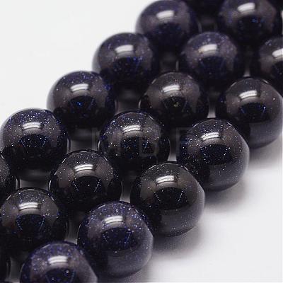 Synthetic Blue Goldstone Beads Strands G-N0178-03-10mm-1