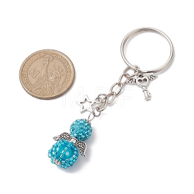 Alloy with Glass Seed Beads Keychain KEYC-MZ00010-02-1