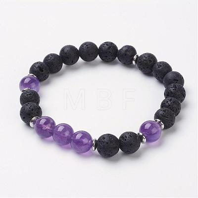 Natural Amethyst Stretch Bracelets BJEW-JB02754-04-1