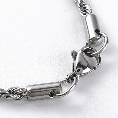 304 Stainless Steel Rope Chain Necklaces for Men Women NJEW-T012-03-66-S-01-1