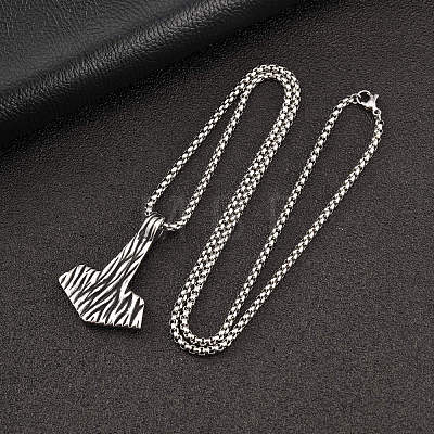 Vintage 304 Stainless Steel Viking Axe Pendant Necklaces for Men WG47AC0-01-1