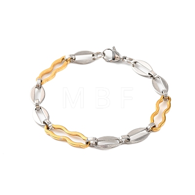 304 Stainless Steel Oval Link Chain Bracelets BJEW-B078-105GP-1