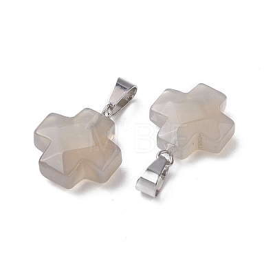 Natural Grey Agate Pendants G-K359-02P-03-1